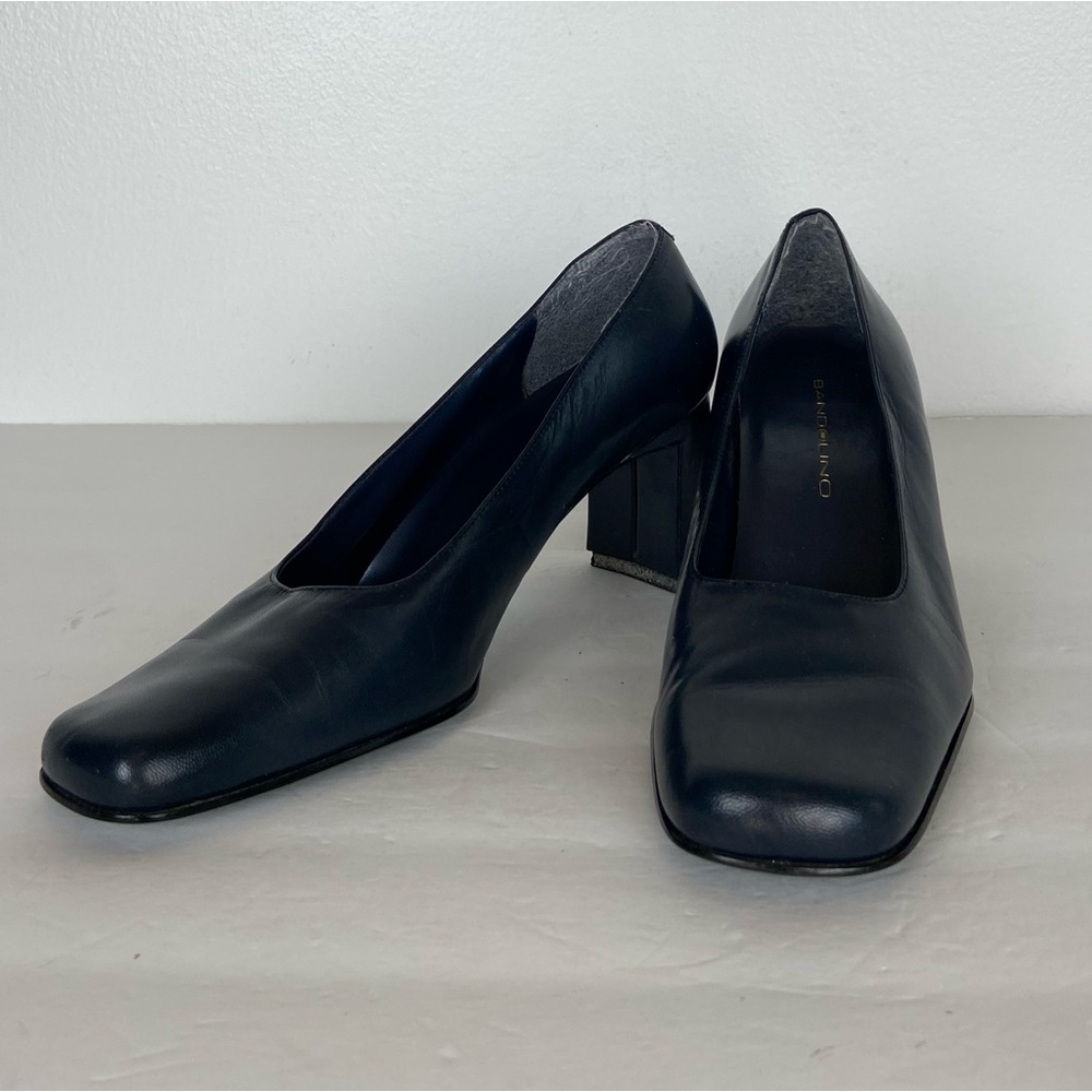 Bandolino 90s Y2K Heels Career Shoes Size 6 M Leather Blue Square Toe‎ Preppy